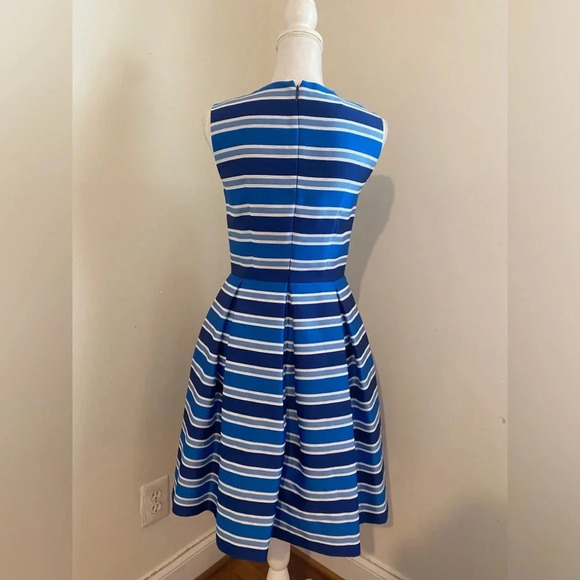 Carolina Herrera Silk Pleated Sleeveless Striped Fit and Flare Dress Size 4 NWOT - Picture 8 of 11
